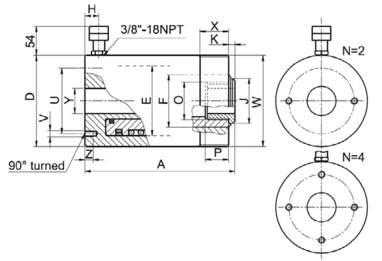 Double Acting - Hollow Aluminium Piston