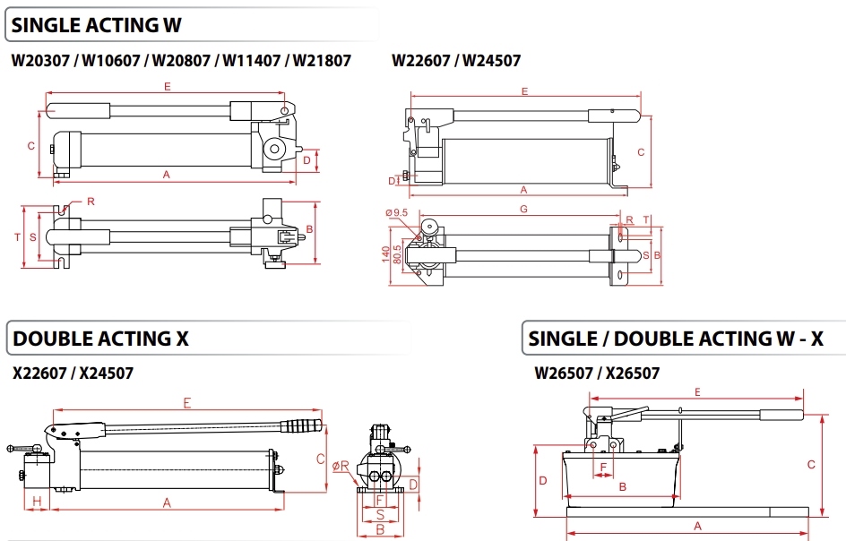 Hydraulic hand pumps