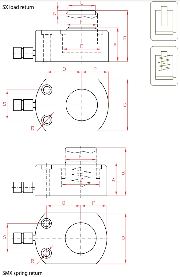 Low profile single acting cylinders