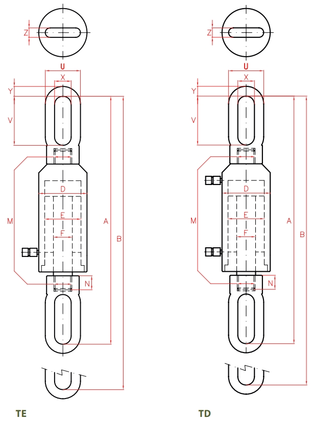 Pull cylinders TE - TD