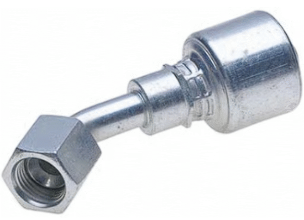 JIC Female 37° Flare Swivel - 45° Bent Tube - Megacrimp