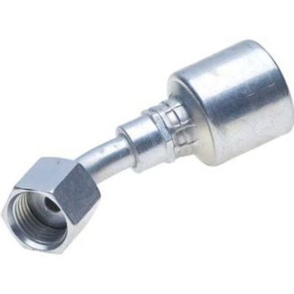 ORFS Female Flat-Face O-Ring Swivel - 45° Bent Tube - Megacrimp