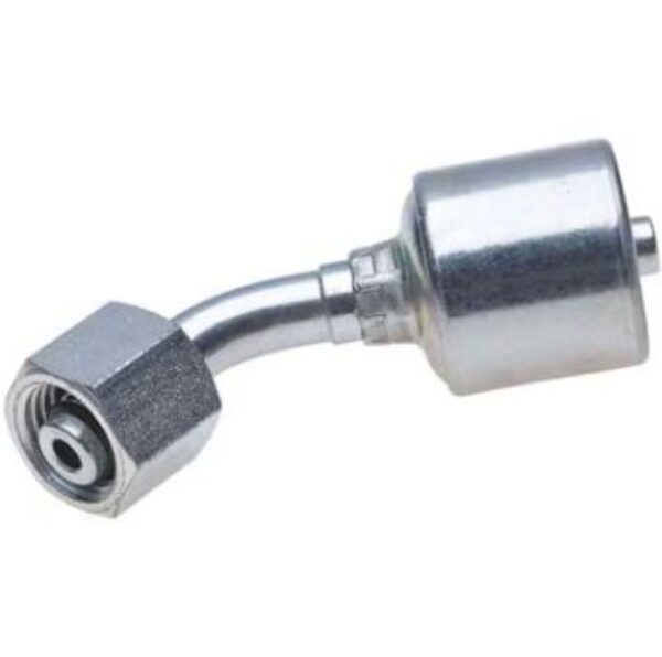 Metric Light Female DIN 24° Cone Swivel - 45° Bent Tube - Megacrimp