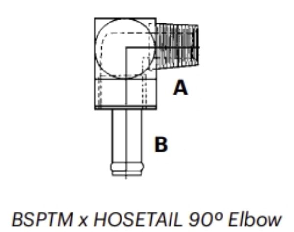 BH9M - BSPTM x HOSETAIL 90º Elbow