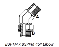 BP4M – BSPTM x BSPPM 45º Elbow