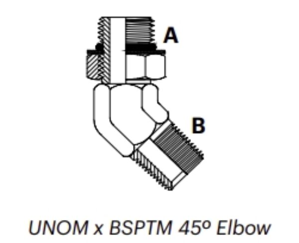 BU4M - UNOM x BSPTM 45º Elbow