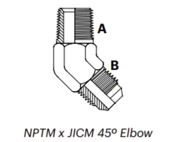 JN4M - NPTM x JICM 45º Elbow