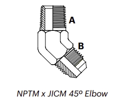 JN4M – NPTM x JICM 45º Elbow