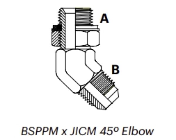 JP4M - BSPPM x JICM 45º Elbow