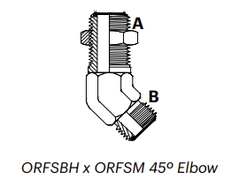 O40M – ORFSBH x ORFSM 45º Elbow