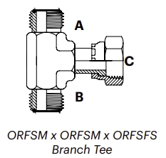 O5MFS – ORFSM x ORFSM x ORFSFS Branch Tee