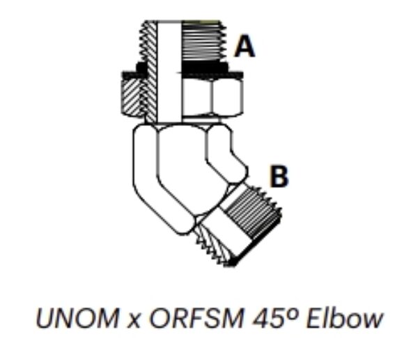 OU4M - UNOM x ORFSM 45º Elbow