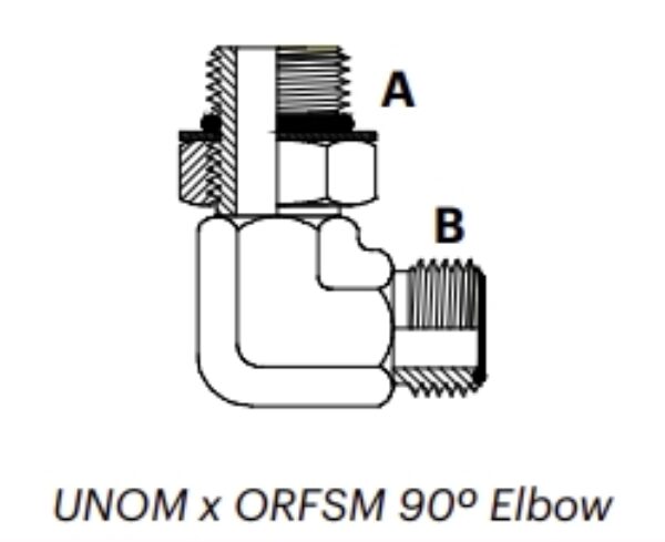 OU9M - UNOM x ORFSM 90º Elbow