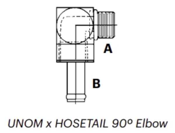 UH9M - UNOM x HOSETAIL 90º Elbow