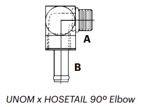 UH9M – UNOM x HOSETAIL 90º Elbow